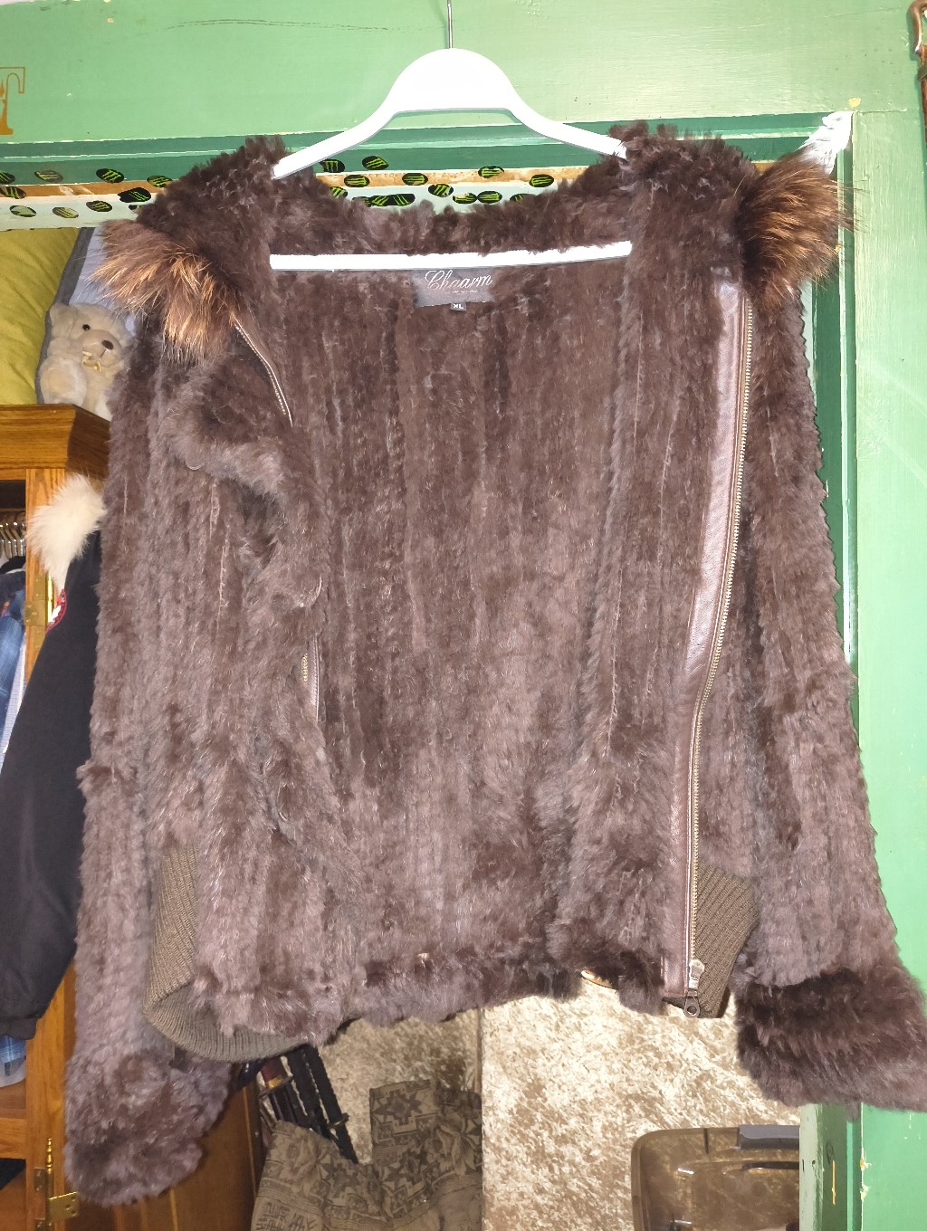 Charm Brown Fur Jacket With Hood